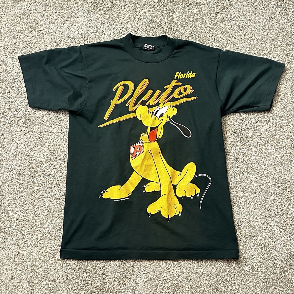 Vintage 90s Disney Pluto Double Sided Green T-Shirt - M - Florida Single Stitch